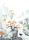 Spring Ink Chinese style illustration Royalty Free Stock Photo