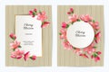 Spring invitations with blossom sakura, cherry flowers