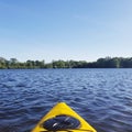Spring Kayaking on a Peaceful Lake Royalty Free Stock Photo