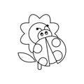 Spring Ladybug Coloring Page for Kids, bug on a flower colouring.