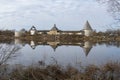 Spring landscape with ancient Old Ladoga fortress. Leningrad region, Russia Royalty Free Stock Photo