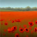 Spring landscape. Beautiful nature. Sunny landscape with poppies. Natural Royalty Free Stock Photo