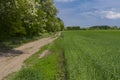 landscape with an earth road beside an agricultural field in Zaporizhzhia Oblast near skelky Royalty Free Stock Photo