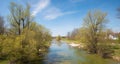 Spring landscape Mangfall river, near Bad Aibling Royalty Free Stock Photo