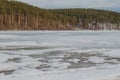 Spring landscape. Melted ice on the river Royalty Free Stock Photo