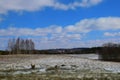 Spring landscape melting of snow in early spring. Stock Image