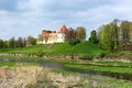 Spring landscape with old castle, Bauska - Latvia Royalty Free Stock Photo