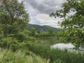 Spring Landscape of Pancharevo lake, Bulgaria Royalty Free Stock Photo