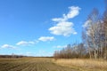 Spring landscape - the ploughed field Royalty Free Stock Photo