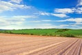 Spring of landscape with ploughed field Royalty Free Stock Photo