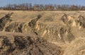 spring landscape with soil erosion in outskirts of Dnipro city, Ukraine Royalty Free Stock Photo