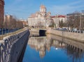 Spring landscape of St. Petersburg. Embankment of the river Kamenka. Landmark of the city Royalty Free Stock Photo