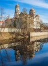 Spring landscape of St. Petersburg. Embankment of the river Kamenka. Landmark of the city Royalty Free Stock Photo
