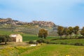 Spring landscape under the historic town of Salemi on the island of Sicily Royalty Free Stock Photo