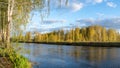 Spring landscape at the Ural river, Russia, Ural Royalty Free Stock Photo