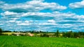 Spring landscape with the village in the background Royalty Free Stock Photo