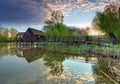 Spring landscape with watermill Royalty Free Stock Photo
