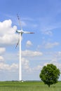 Spring landscape with wind turbine Royalty Free Stock Photo