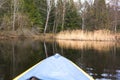 Spring landscapr with trees and river from the boat.