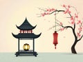 Spring Lantern Festival Design background.generative ai Royalty Free Stock Photo