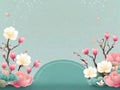 Spring Lantern Festival Design background.generative ai Royalty Free Stock Photo