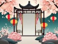 Spring Lantern Festival Design background.generative ai Royalty Free Stock Photo