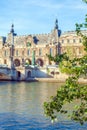 Spring leaves and blurred Louvre Palace, Paris Royalty Free Stock Photo