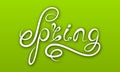 Spring Lettering, Calligraphic Text on Ggreen Background, Headline Pattern