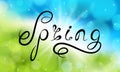 Spring Lettering, Calligraphic Text on Light Glowing Background, Headline Pattern