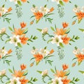 Spring Lily Flowers Background - Seamless Floral Pattern Royalty Free Stock Photo