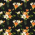 Spring Lily Flowers Background - Seamless Floral Pattern Royalty Free Stock Photo