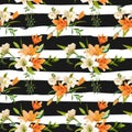 Spring Lily Flowers Background - Seamless Floral Pattern Royalty Free Stock Photo
