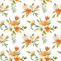 Spring Lily Flowers Backgrounds - Seamless Floral Pattern