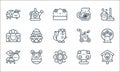 spring line icons. linear set. quality vector line set such as birdhouse, flower, ant, sakura, easter bunny, carrot, lawn mower,