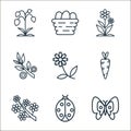 spring line icons. linear set. quality vector line set such as butterfly, ladybug, sakura, carrot, flower, tree branch, flowers, Royalty Free Stock Photo