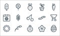 spring line icons. linear set. quality vector line set such as easter egg, ladybug, sun, sakura, tree branch, calendar, earthworm