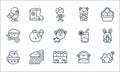 spring line icons. linear set. quality vector line set such as frog, fence, nest, sun, rainbow, wheelbarrow, lemonade, bear, rain