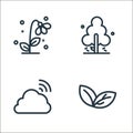 spring line icons. linear set. quality vector line set such as plant, cloud, pine