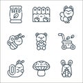 spring line icons. linear set. quality vector line set such as rabbit, mushroom, snail, lawn mower, bear, butterfly, squirrel, Royalty Free Stock Photo