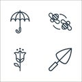 spring line icons. linear set. quality vector line set such as shovel, tulip, bee Royalty Free Stock Photo