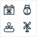 spring line icons. linear set. quality vector line set such as windmill, flower, bug