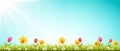 Spring meadow with flowers and sun vector Royalty Free Stock Photo