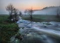 Spring morning. foggy sunrise in the river valley Royalty Free Stock Photo
