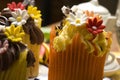 Spring muffins decorated with flower