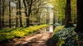 Spring Nature. Beautiful Landscape. Park with Green Grass and Trees. Tranquil Background Royalty Free Stock Photo