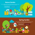 Spring Nature Garden Flat Website Banners Set