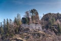 Spring nature in rocky forest of Vrsatec castle of Slovakia