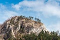 Spring nature in rocky forest of Vrsatec castle of Slovakia