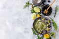 Spring nettle and dandelion smoothie Royalty Free Stock Photo