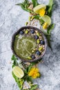 Spring nettle and dandelion smoothie Royalty Free Stock Photo